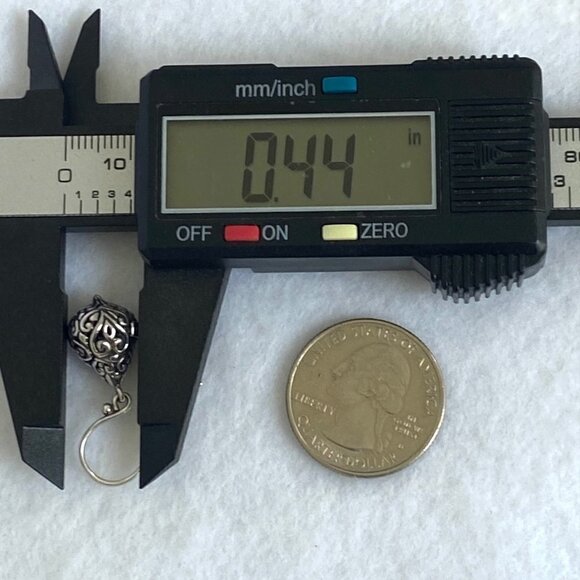 Sterling Silver ATI 925 Bali Style Scrollwork Hollow Teardrop Dangle Earrings - Picture 14 of 16